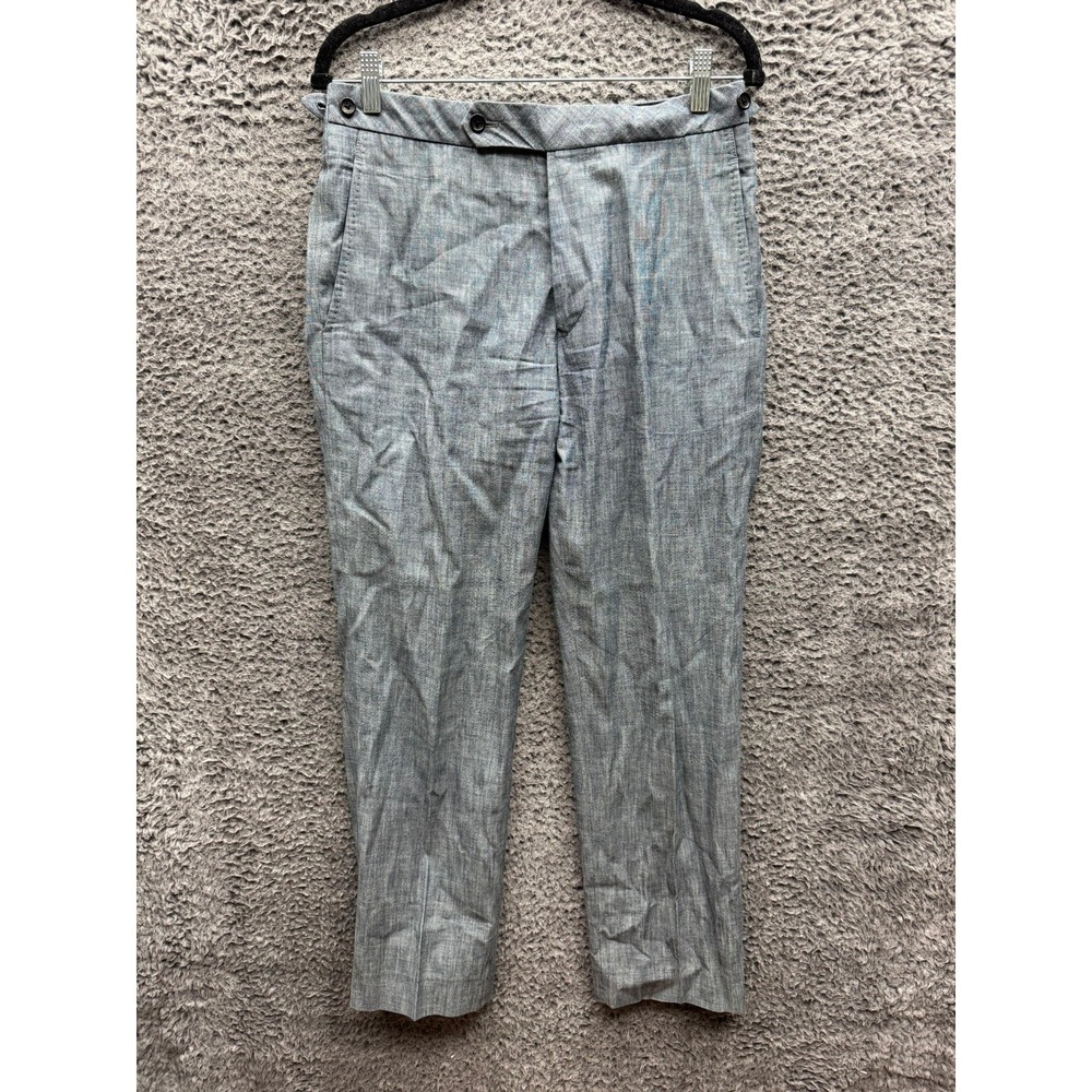 Billy Reid At J.Crew Tapered Chambray Flat Front Trouser Gray Mens Size 31 x 32